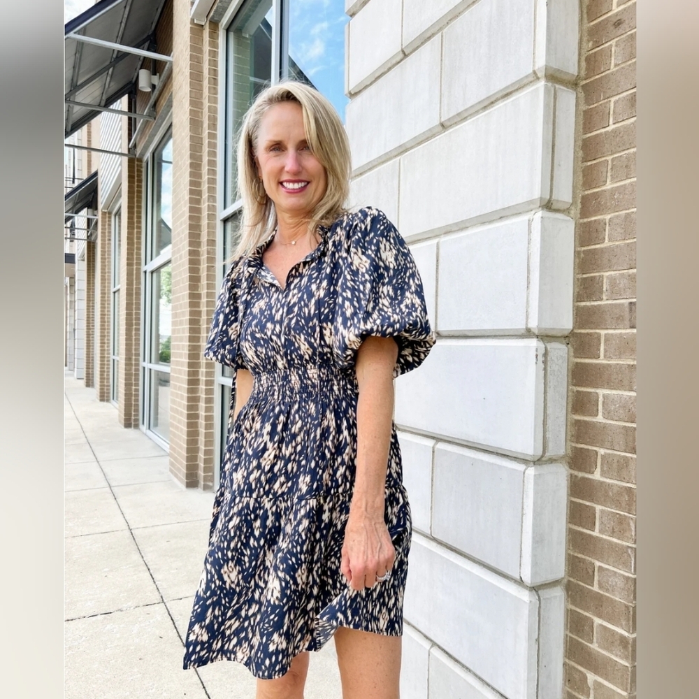 Elegant Navy and Cream Women's Dress